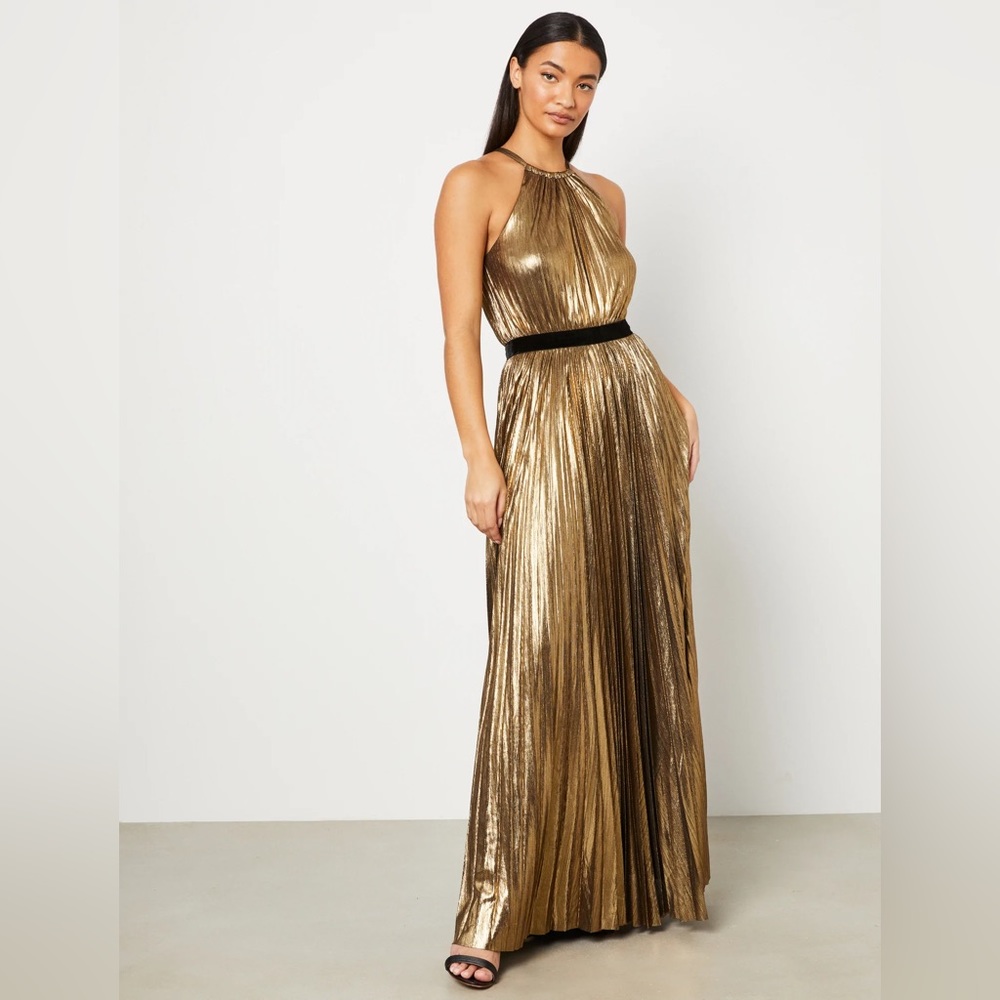 BCBG Maxazria Starling Pleated Halter Dress
